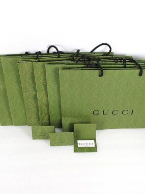 BUNDLE OF 6 LARGE GREEN GUCCI SHOPPING BAGS